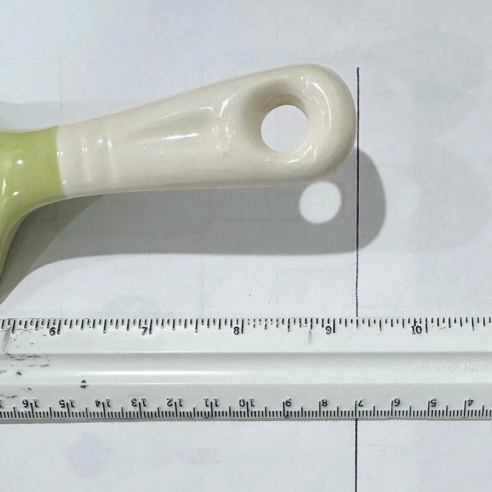Vintage Green and Cream Ceramic Cake Knife / Pie Server MCM
